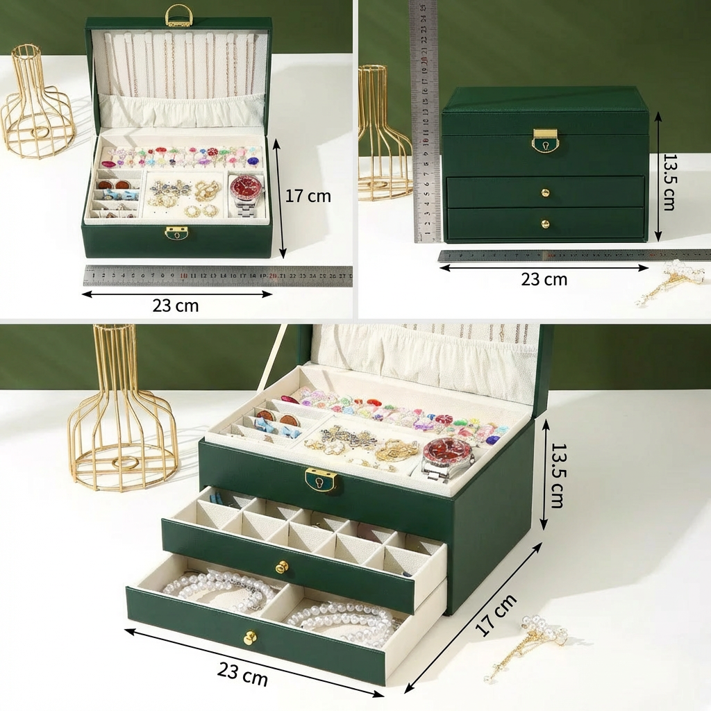 Magnifique Coffret Vide Bijoux/Accessoires, 2 Niveaux De Rangement
