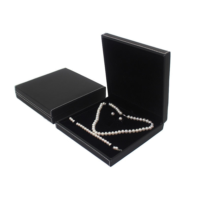 Lot De 2 écrins à Bijoux Noirs En PU Et Velours - 8,5x7,3x3,7 Cm - Pour Bagues, Colliers, Cadeaux - Présentation élégante
